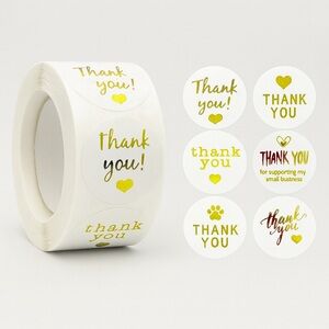 thank you stickers (variety pack) 1in round | shipping supplies Gold sticker